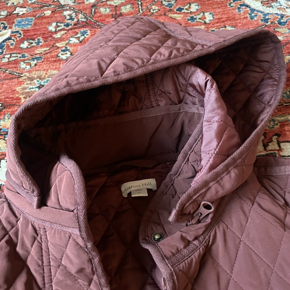 Garnet Hill Quilted Burgundy Hooded Coat - Picture 3 of 5